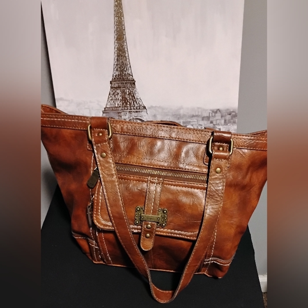 Elegant BøC Brown Leather Bag With Built-in Wallet No Callouts Great Size